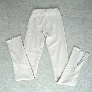 Adika Slit Bottom Panta Pull On Beige Tan Slim Stretch Polyester Women's Small